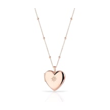 Azuris Silver Kadın Gümüş Kapaklı Madalyon Kalp Yıldız Kolye Omr1355 Rose Gold