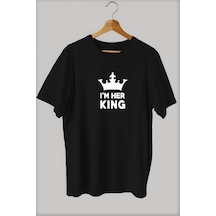 Noıssey -wed I Am Her King Çiftlere Özel Baskılı Oversize T-shirt Tişört Sokak Tarzı Beyaz