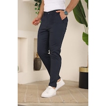 Erkek Casual Slim Fit Cord Desenli Kumaş Pantolon Lacivert