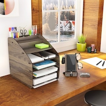 Mingitav Design Otto Large Modest - 6 Renk A4 Evrak Rafı Masaüstü Organizer Düzenleyici Ceviz Genel