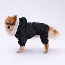 Pettrend Siyah Kürklü Tulum Küçük Irk Köpek Yağmurluğu
