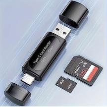 E-kervan 4'ü 1 Arada Kart Okuyucu Type-c Ve Usb Çift Protokol Mikro Sd/tf Hafıza Kartı Kart Okuyucu