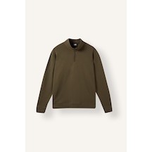 Defacto Standart Fit Dik Yaka Yarım Fermuarlı Basic Sweatshirt I0571ax26wnkh447 Haki-kh447