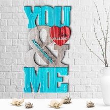 Kişiye Özel İsimli You & Me Tasarımlı Ahşap Duvar Saati - 1 Çok Renkli
