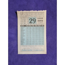 29 Kasım 2002 Takvim Yaprağı - Nostalji Koleksiyonluk Takvim Yaprağı