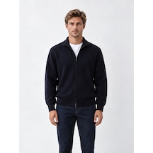 Xint Lacivert Regular Fit Yarım Balıkçı Yaka Pamuklu Hırka 801661