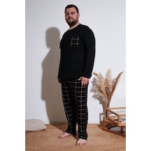 Buratti Pamuklu Regular Fit Büyük Beden Erkek Pijama Takımı 6572001B Siyah
