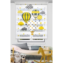 Uçan Balon Baskılı Çocuk Odası Perdesi - Hot Air Balloon - Dijital Baskılı Zebra Stor Perde Çok Renkli