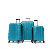 G&d Polo Suitcase Karbon Desenli 3'lü Petrol Yeşili Valiz Seyahat Seti 550.21-set