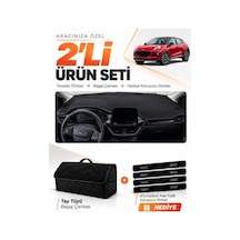 E-biz Ford Puma 2020-2023 Uyumlu Torpido Örtüsü + Tay Tüyü Bagaj Çantası Seti - Siyah - Fo023