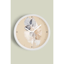 Soyut Yaprak Tasarımı Modern Duvar Saati - 42cm - Önü Camlı Beyaz Kasa - Sessiz Mekanizma-jh1181 Beyaz