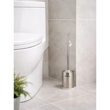 Paslanmaz Çelik Tuvalet Fırçası Ve Standı Modern, Dayanıklı Wc Fırçası Seti Vıchy-7043 Gümüş