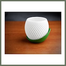 Bezos 3d Baskı Küre Saksı - Kafes Dokulu İki Parçalı Dekoratif Saksı - Beyaz-yeşil Bezos1 54893533