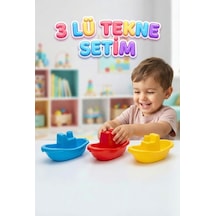 Minik Kaptanlara Özel 3'lü Tekne Seti Canlı Renkler Eğitici Banyo Ve Oyun Tekne Seti Çok Renkli