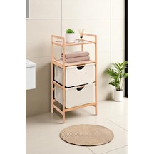 Digithome Bambu 2 Raflı 2 Çekmeceli Banyo Düzenleyici Çekmeceli Dolap Komodin Db-0045 Çok Renkli