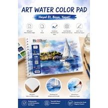 Telli Suluboya Eskiz Defteri 35x50 Cm 1 Adet Herboy 300 Gr Sulu Boya Eskiz Defteri Karakalem Çizim 12 Sayfa Dokulu Kağıt
