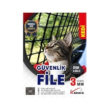 Kedi Güvenlik Filesi 2x7 Metre - Siyah Renk, 3mm İp Kalınlığı, 3.5x3.5 Cm Gözenek+ Montaj Aparatları