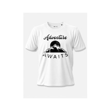 North Whiskers Adventure Awaits Doğa Ve Kamp Temalı Baskılı %100 Pamuklu T-shirt Beyaz - 874905630 Beyaz - 874905630 Beyaz