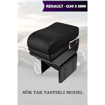Renault Clio 3 2009 Uyumlu Lüks Tip Kol Dayama Siyah Renk Küllüklü Bardaklıklı