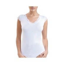 Blackspade 1348 Bayan Dantel Yaka Dantel Kol Beyaz T-Shirt