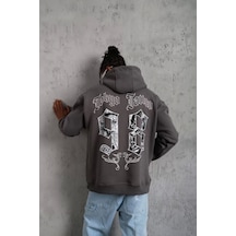 Erkek 98 Baskılı Kapşonlu Sweat - Gri Gri Erkek 98 Baskılı Kapşonlu Sweat - Gri Gri