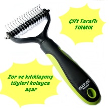 Büyük Irklar İçin Çift Taraflı Tüy Kıtık Açıcı Köpek Tarağı Yeşil 17 X 9 Cm