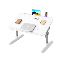 Sunup Sn-29697 Çok Fonksiyonlu Katlanabilir Yatak Koltuk Laptop Masası Yükseklik Ve Açı Ayarlı Beyaz 60x40cm