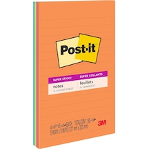 Süper Yapışkan Çizgili Notlar, 4 Yapışkan Not Defteri, 12,7 X 20,32 Cm, Yurdunuzda, Evinizde Veya Ofisinizde Organizasyon İçin İdeal, Energy Boost Koleksiyonu