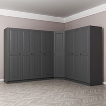 Kale 8 Kapaklı 4 Çekmeceli Köşe Dolap Antrasit Mebran İlkbahar 210cm Antrasit