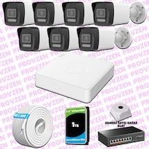 Provzen Hikvision 7 Kameralı Ip 1080p Colorvu Güvenlik Kamerası Mikrofonlu Olay Anında Bildirim