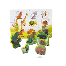 Woodylife Ahşap Hayvanlar Bultak Puzzle Çocuk Oyuncak Eşleştirme