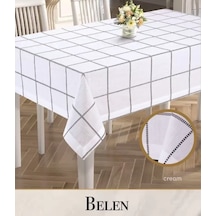 Keten Tek Masa Örtüsü Masa Örtüsü 155x220 Cm Yemek Masası Örtüsü Belen Model Krem