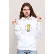 Pubg Stay Out Baskılı Beyaz Kadın Kapşonlu Sweatshirt