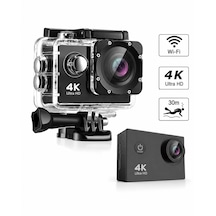 4k Wifi Aksiyon Kamerası 16 Mp 30 Metre Su Geçirmez Kılıflı 2.0 İnç Lcd Ekranlı Geniş Açılı Spor Kamera Siyah