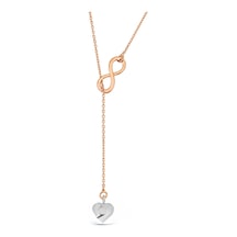 Sonsuzluk Motifli Gümüş Sallantılı Kalp Kolye Rose Gold