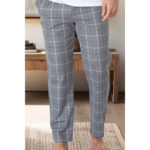 Mecit Pijama Mecit 3003 Gri Ekoseli Erkek Tek Alt Pijama Gri