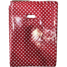 Omeyva Kırmızı Çizgili Desenli Metalize Hediye Paketi El Geçmeli Poşet - 10x15 Cm. - 50 Adet