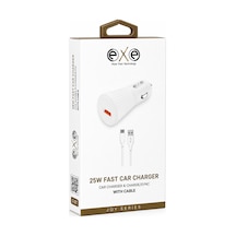 Exe 25w Hızlı Araç Şarj Adaptörü Type-c Kablolu Araç Şarj Seti