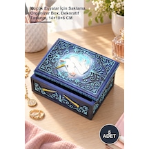 5 Adet Unicorn Polyester Kutu Küçük Eşyalar İçin Saklama, Organizer Box, Dekoratif Tasarım, 14 10 6 Cm
