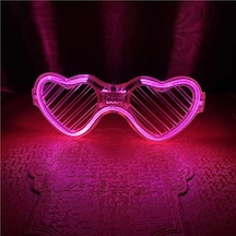 Ers Pembe Led Işıklı Kalp Gözlük 3 Modlu Parti &amp Glow Gözlüğü