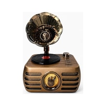 Nostaljik Şarjlı Bluetooth Fm Radyo &amp Işıklı Gramofon Hoparlör Rt-704
