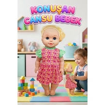 Konuşan Cansu Bebek Sesli Pilli 40cm Gözleri Açılıp Kapanan Sevimli Elbiseli Oyuncak Bebek