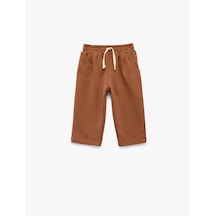 Koton Beli Ayarlanabilir Lastikli Cep Detaylı Pantolon Kahverengi 6smb40047tk Kahve