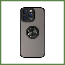Bezos Apple iPhone 14 Pro Max Uyumlu Kılıf Montreal Yüzüklü Silikon Kapak - Siyah Hb006