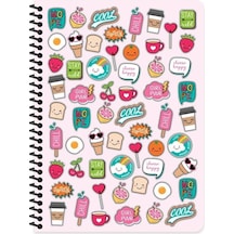 16x22 Cm 80 Yaprak Çizgisiz Plastik Kapak Telli Defter 60 Gram Beyaz Sayfa Pembe