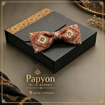 Kolaydoy Desenli Kumaş Papyon Erkekler İçin Şı Kırmızı/gümüş Desenli