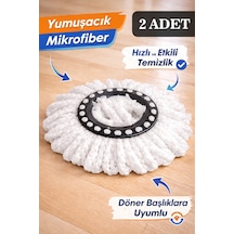 2'li Mop Set Çizmez Mikrofiber Başlık Döner Paspas Havlu Yedeği - Mop Uçlarına Uygun Temizlik Bezi