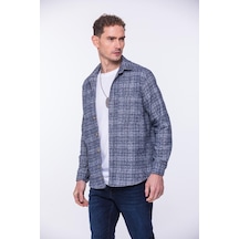 Oversize Oduncu Yumuşak Dokulu %100 Cotton Hediye Kutulu Erkek Gömlek Fs-002168 - Lacivert-1745