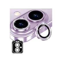 İphone Uyumlu Prolens Elmas Taş Çerçeveli Kamera Lens Koruyucu Hd Netlik, Çizilmez Alumina Silikat Temperli Cam, Bireysel Kamera Lens Kapağı Mor, İphone 16/16 Plus