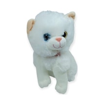 Sesli Peluş Kedi Van Kedisi 25 Cm - Beyaz - 1 Adet Çok Renkli